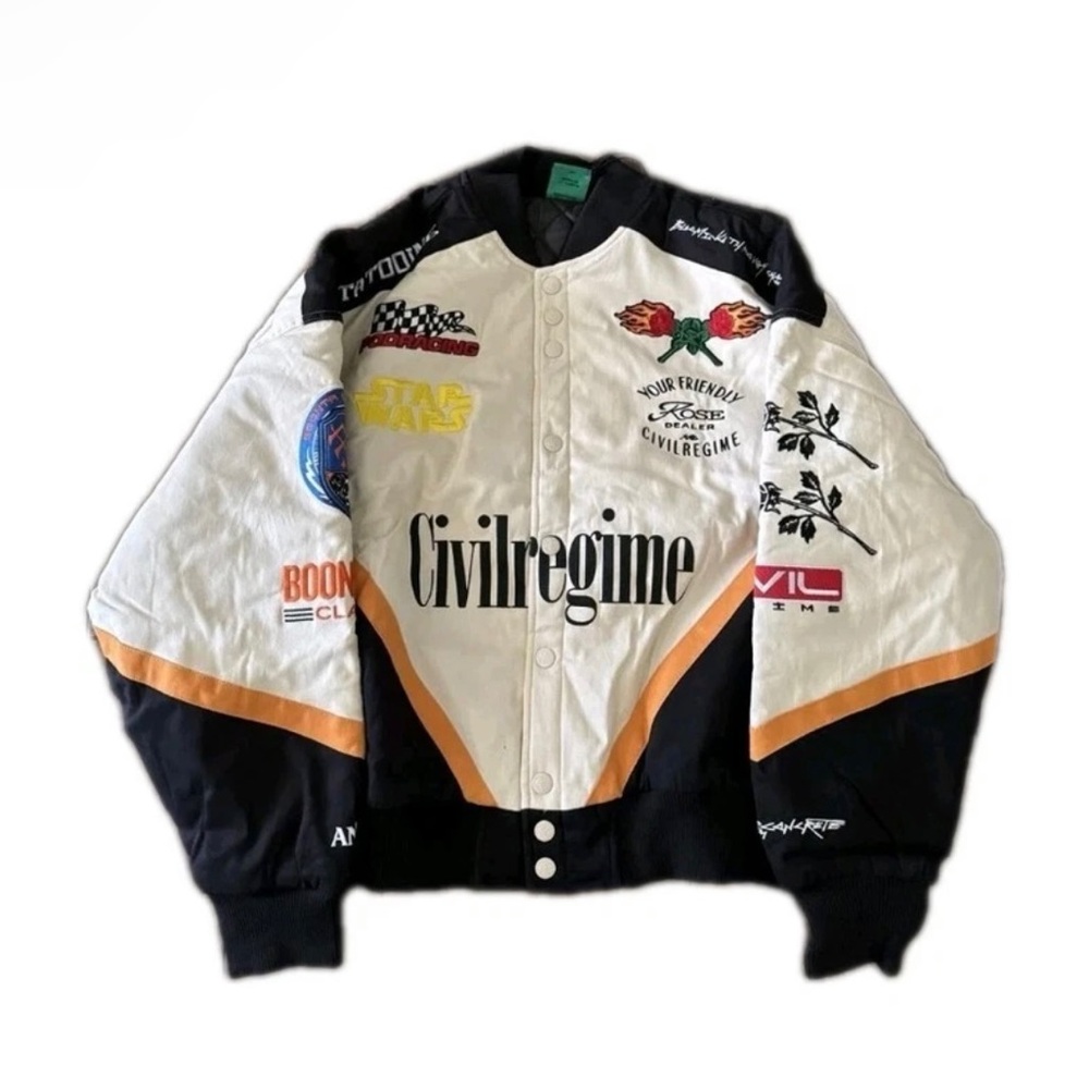 Civilregime Men’s White & Black Patchwork pod Jacket
